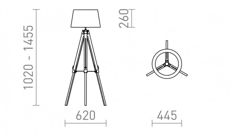 ALVIS/RIDICK podłogowa błyszcząca czarna folia złota/bambus/czarna 230V LED E27 15W