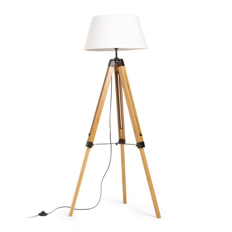 ALVIS/AMBITUS 46 podłogowa kremowo - biała bambus/czarna 230V LED E27 15W