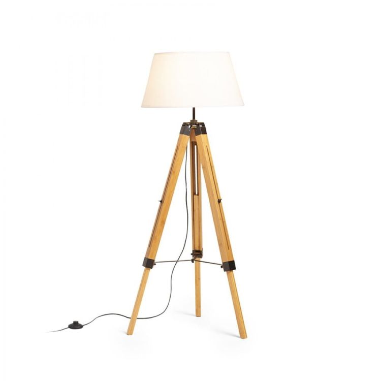 ALVIS/AMBITUS 46 podłogowa kremowo - biała bambus/czarna 230V LED E27 15W