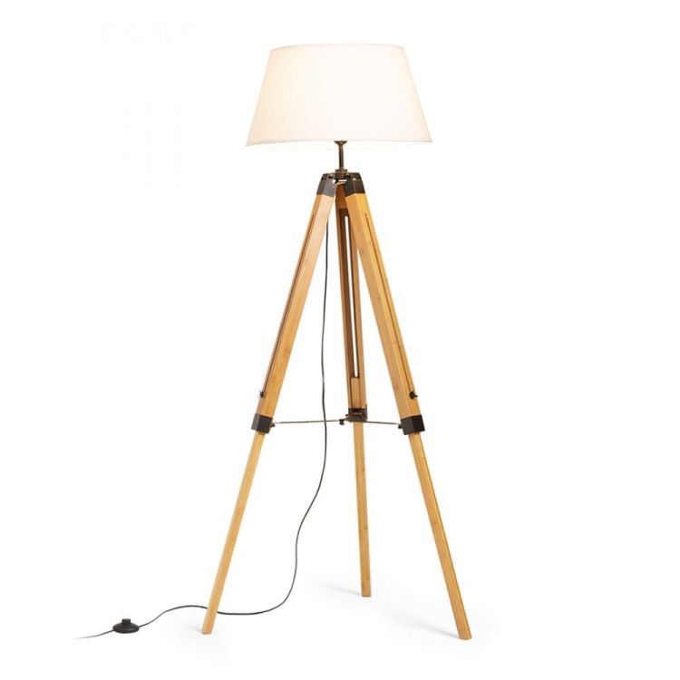 ALVIS/AMBITUS 46 podłogowa kremowo - biała bambus/czarna 230V LED E27 15W