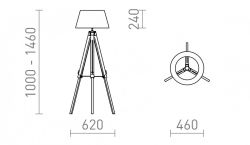 ALVIS/AMBITUS 46 podłogowa kremowo - biała bambus/czarna 230V LED E27 15W