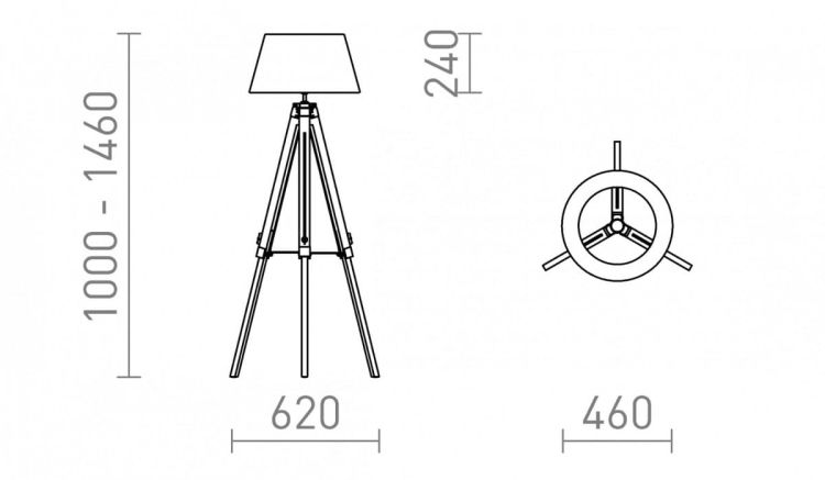 ALVIS/AMBITUS 46 podłogowa kremowo - biała bambus/czarna 230V LED E27 15W