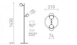 NOVA II podłogowa czarna chrom/akryl mleczny 230V LED 2x3.5W 3000K