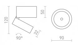 FLAVIO R natynkowa czarna 230V LED 6W 110° IP54 3000K