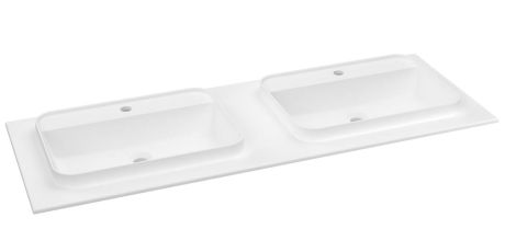 Przejdź do produktu BRAHEA umywalka podwójna 141x51,5cm (70+70cm), Rockstone, biały mat