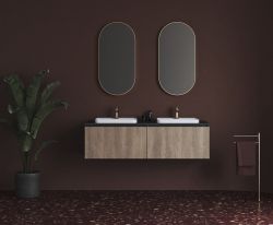 BRAHEA umywalka podwójna 141x51,5cm (70+70cm), Rockstone, biały mat