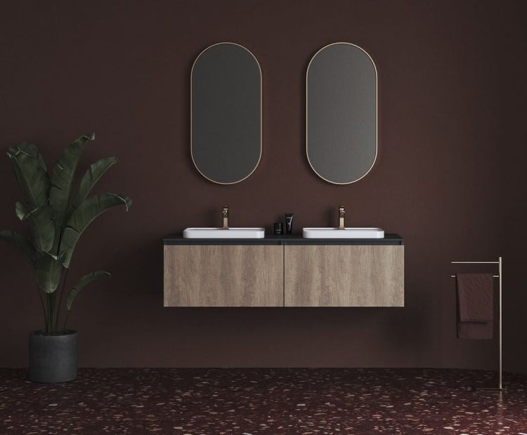 BRAHEA umywalka podwójna 141x51,5cm (70+70cm), Rockstone, biały mat