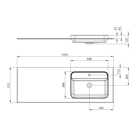 Przejdź do produktu BRAHEA umywalka 141x51,5cm (70+70cm), Rockstone, prawy, biały mat