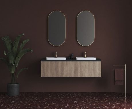 Przejdź do produktu BRAHEA umywalka podwójna 161x51,5cm (80+80cm), Rockstone, biały mat