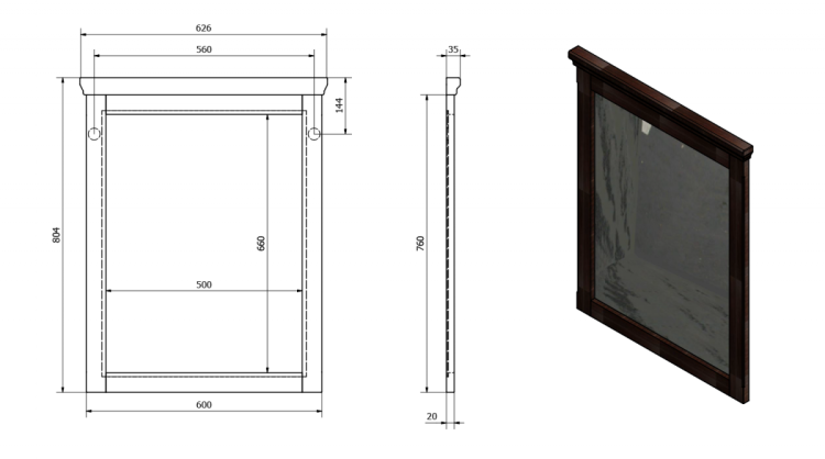 CROSS lustro w drewnianej ramie 60x80cm, buk