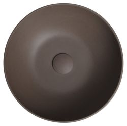 FORMIGO umywalka betonowa nablatowa, średnica 39cm, ciemny brąz