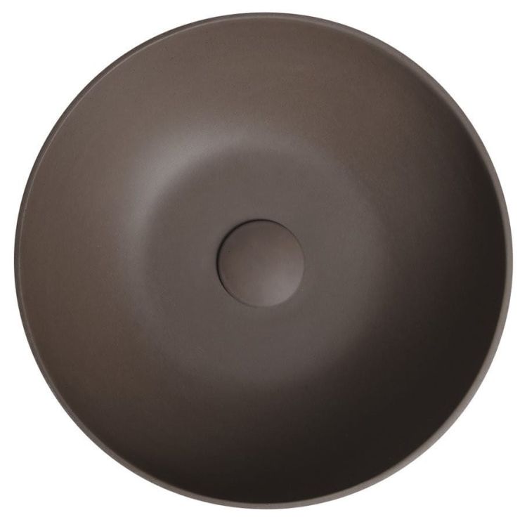 FORMIGO umywalka betonowa nablatowa, średnica 39cm, ciemny brąz