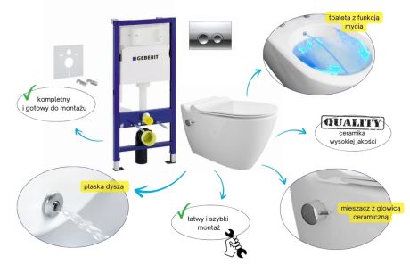 Przejdź do produktu Miska WC z funkcją bidetu 2w1 Mineral MA5201 ze stelażem podtynkowy Geberit