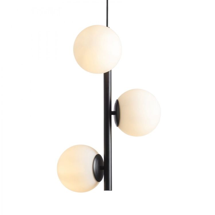 ETHERIA wisząca czarna szkło opalowe 230V LED E27 3x11W