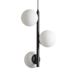 ETHERIA wisząca czarna szkło opalowe 230V LED E27 3x11W