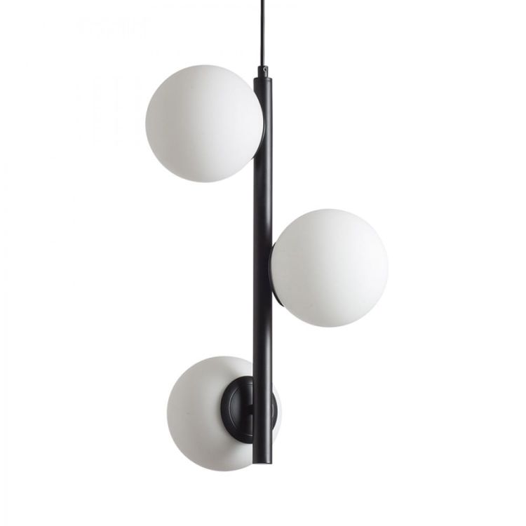 ETHERIA wisząca czarna szkło opalowe 230V LED E27 3x11W