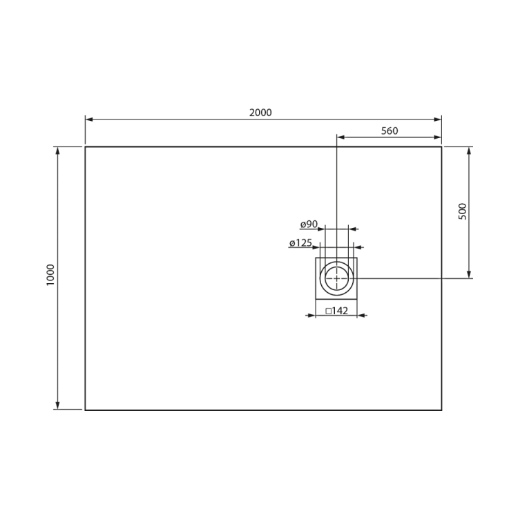 MITIA brodzik prysznicowy kompozytow 200x100cm, czarny