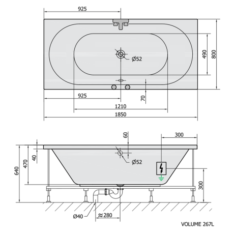Przejdź do produktu VIVA B wanna z hydromasażem, 185x80x47cm, Active Hydro, chrom