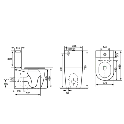 INFINITY RIMLESS komplakt WC, odpływ poziomy/pionowy, biały