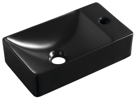 Przejdź do produktu MARGITHA umywalka ceramiczna 38x22cm, otwór na baterię po prawej stronie, czarny mat