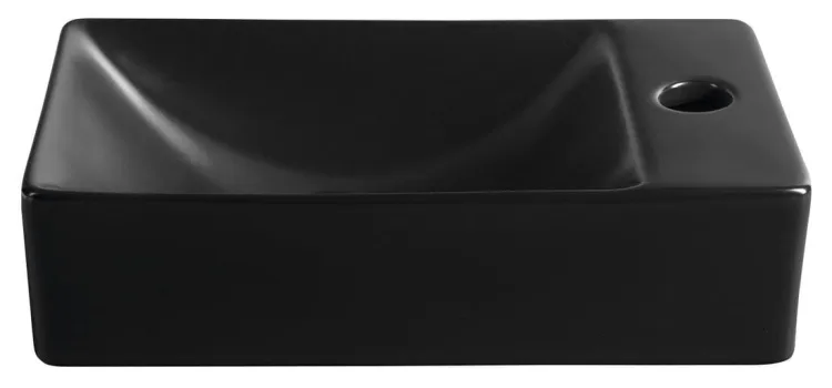MARGITHA umywalka ceramiczna 38x22cm, otwór na baterię po prawej stronie, czarny mat
