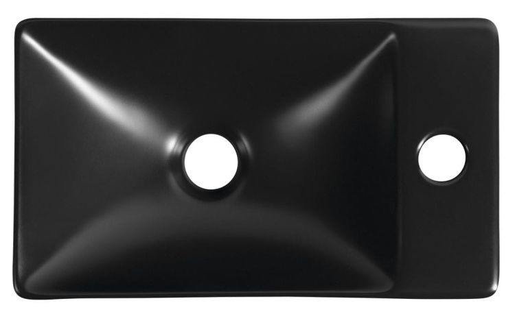 MARGITHA umywalka ceramiczna 38x22cm, otwór na baterię po prawej stronie, czarny mat