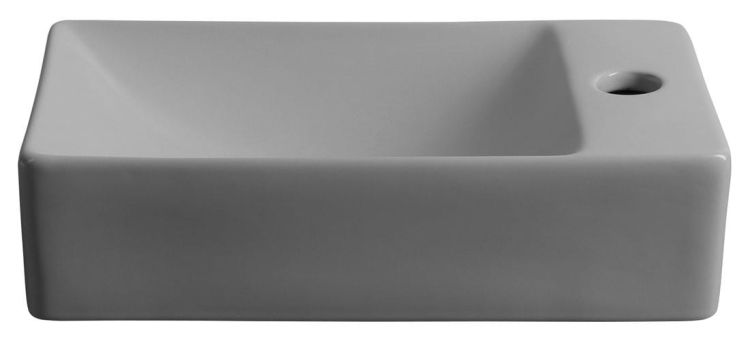 MARGITHA umywalka ceramiczna 38x22cm, otwór na baterię po prawej stronie, szary