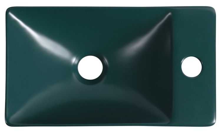 MARGITHA umywalka ceramiczna 38x22cm, otwór na baterię po prawej stronie, petrol