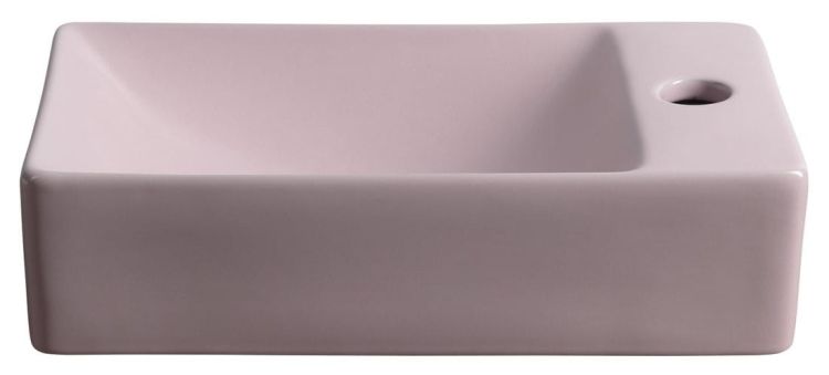 MARGITHA umywalka ceramiczna 38x22cm, otwór na baterię po prawej stronie, różowy