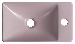MARGITHA umywalka ceramiczna 38x22cm, otwór na baterię po prawej stronie, różowy