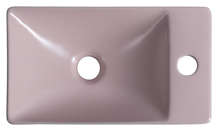 MARGITHA umywalka ceramiczna 38x22cm, otwór na baterię po prawej stronie, różowy