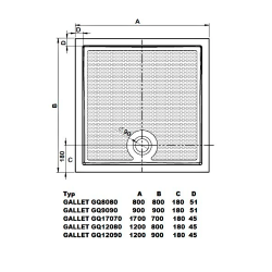 GALLET brodzik kompozytowy 80x80cm