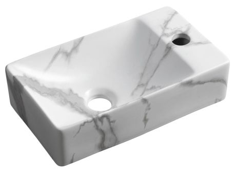 Przejdź do produktu MARGITHA umywalka ceramiczna 38x22cm, otwór na baterię po prawej stronie, carrara