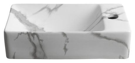 Przejdź do produktu MARGITHA umywalka ceramiczna 38x22cm, otwór na baterię po prawej stronie, carrara