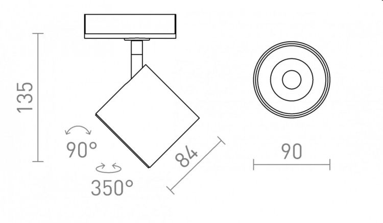 IRIS 9 do 1-faz. szyny czarna  230V LED 12W 24°  3000K