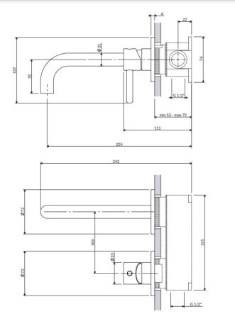 Przejdź do produktu Bateria umywalkowa podtynkowa 2-otworowa, bez elementu podtynkowego Omnires Y1215HROGR grafit szczotkowany