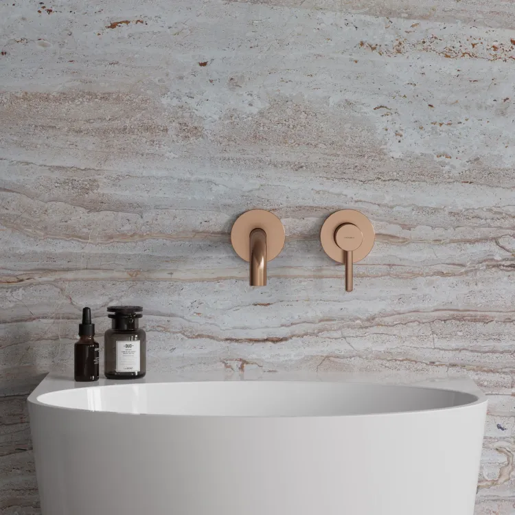 Bateria umywalkowa podtynkowa 2-otworowa, bez elementu podtynkowego Omnires Y1215HROCPB miedź szczotkowana