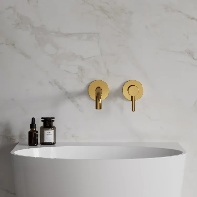 Bateria umywalkowa podtynkowa 2-otworowa, bez elementu podtynkowego Omnires Y1215HROGL złoty połysk