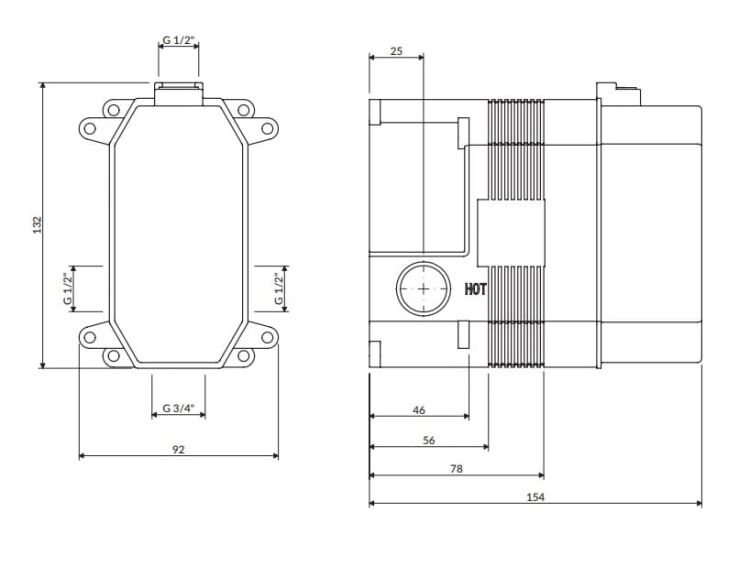 Element podtynkowy do baterii umywalkowej podtynkowej Omnires BOX35X