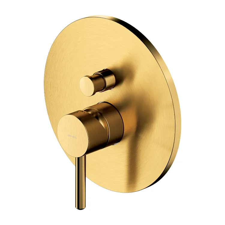 Y bateria prysznicowo-wannowa podtynkowa, element natynkowy Omnires Y1235ROGLB złoty szczotkowany