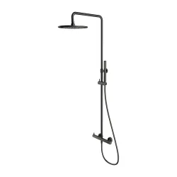 Kolumna prysznicowa z okrągłą deszczownicą 25 cm i baterią prysznicową Omnires Y1244MGR grafit