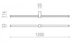 CLARIS 120 natynkowa czarna akryl mleczny 230V LED 2x12W  3000K