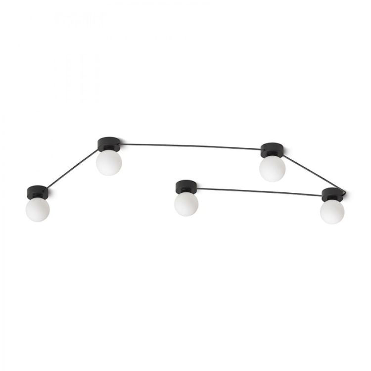 VELA V sufitowa czarna szkło opalowe 230V LED G9 5x6W