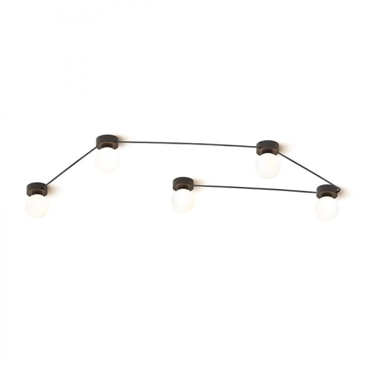 VELA V sufitowa czarna szkło opalowe 230V LED G9 5x6W