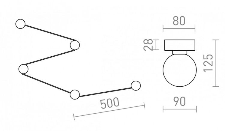 VELA V sufitowa czarna szkło opalowe 230V LED G9 5x6W