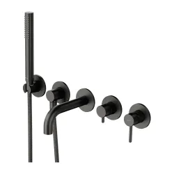 Bateria wannowa, podtynkowa 5-otworowa ze słuchawką prysznicową i krótką wylewką Omnires Y1237-1SGR grafit szczotkowany