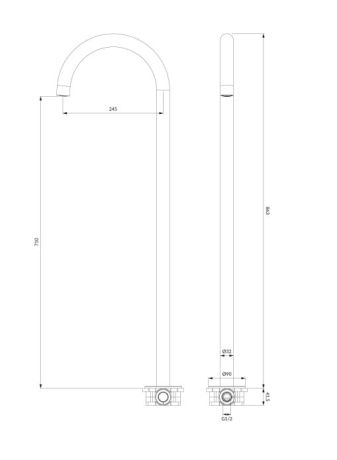 Przejdź do produktu Wylewka wannowa wolnostojąca Omnires WWYBSB mosiądz szczotkowany