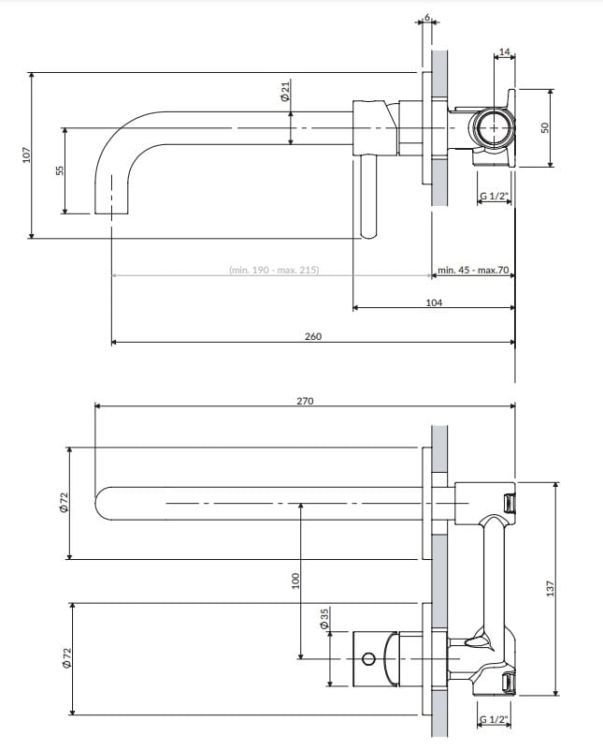 Bateria umywalkowa podtynkowa 2-otworowa, z długą wylewką Omnires Y1215HLWM biały mat