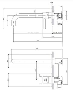 Bateria umywalkowa podtynkowa 2-otworowa, z długą wylewką Omnires Y1215HL