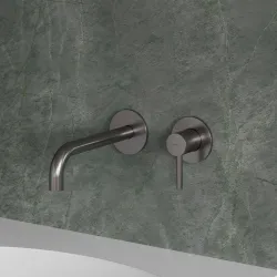 Bateria umywalkowa podtynkowa 2-otworowa, z długą wylewką Omnires Y1215HLNI nikiel szczotkowany